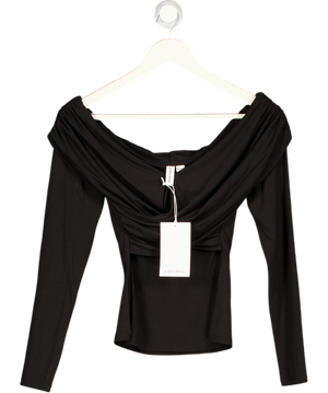 & Other Stories Black Ruched Off-shoulder Top UK S