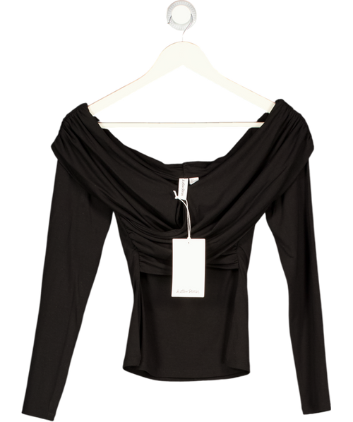& Other Stories Black Ruched Off-shoulder Top UK S