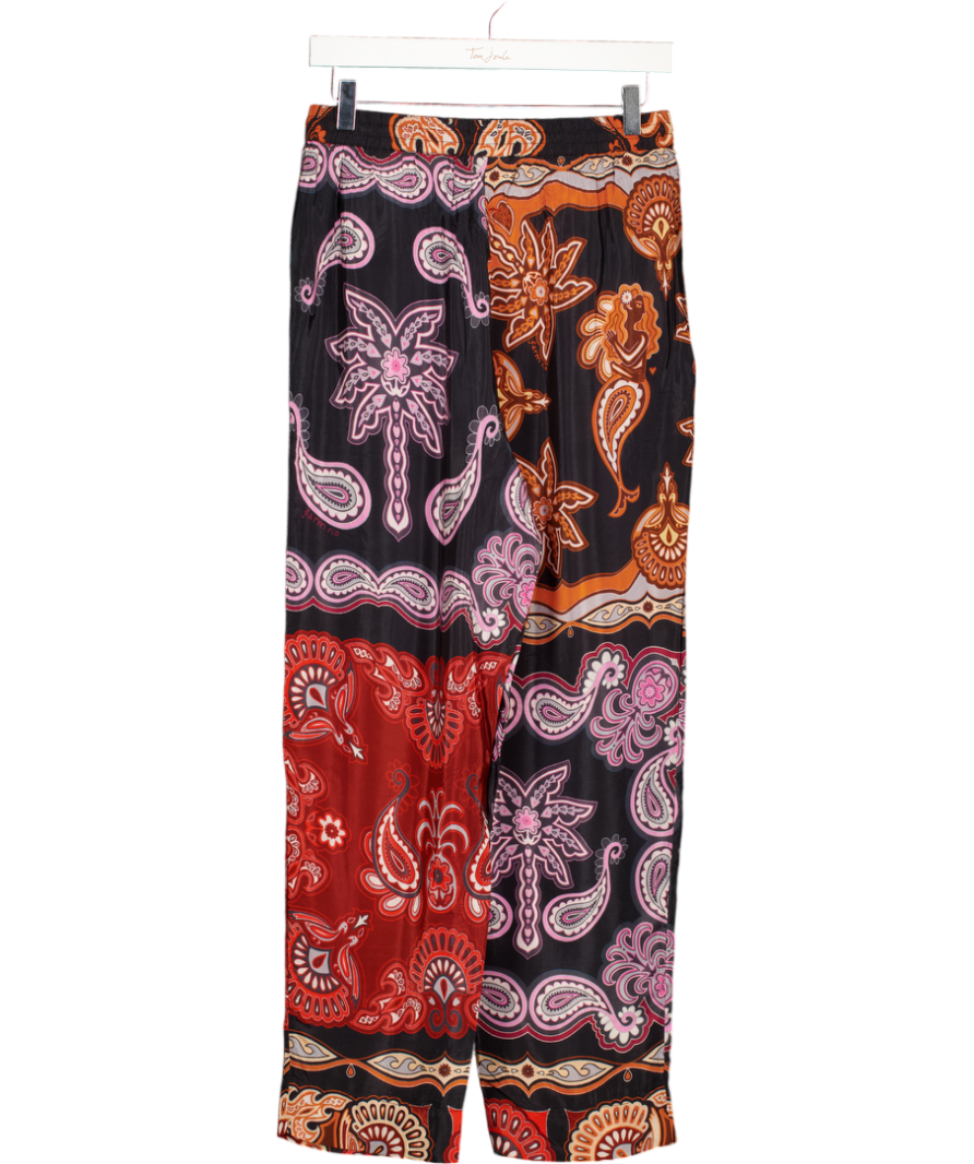 FARM RIO Black Paisley Print Sweet Mermaids Trousers With Beaded Drawstring UK S
