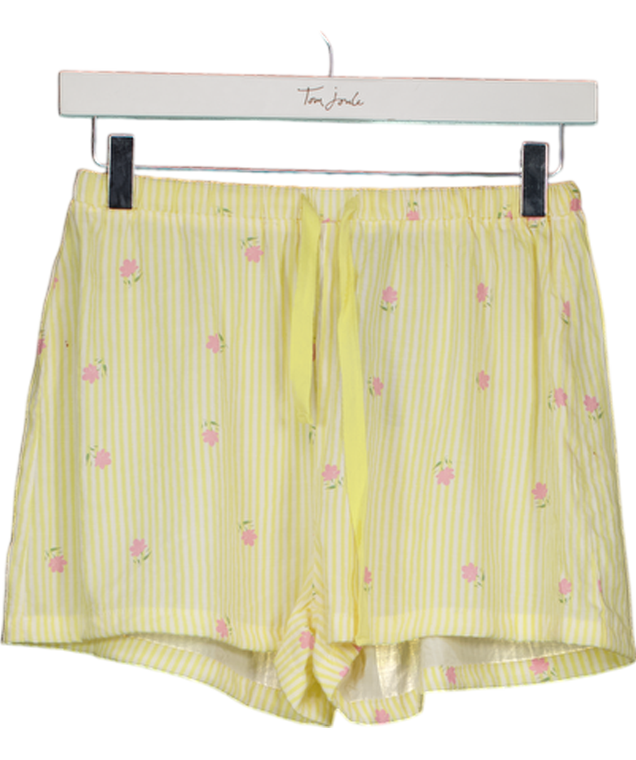 WHITE FOX Yellow Striped Floral Shorts UK XXS