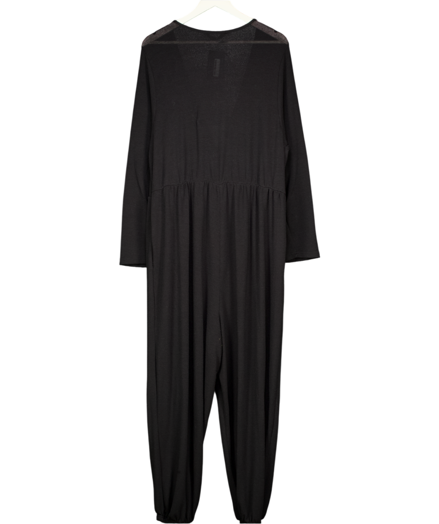 BLOOMCHIC Black Jersey Wrap Front Jumpsuit Uk 22 / UK 24