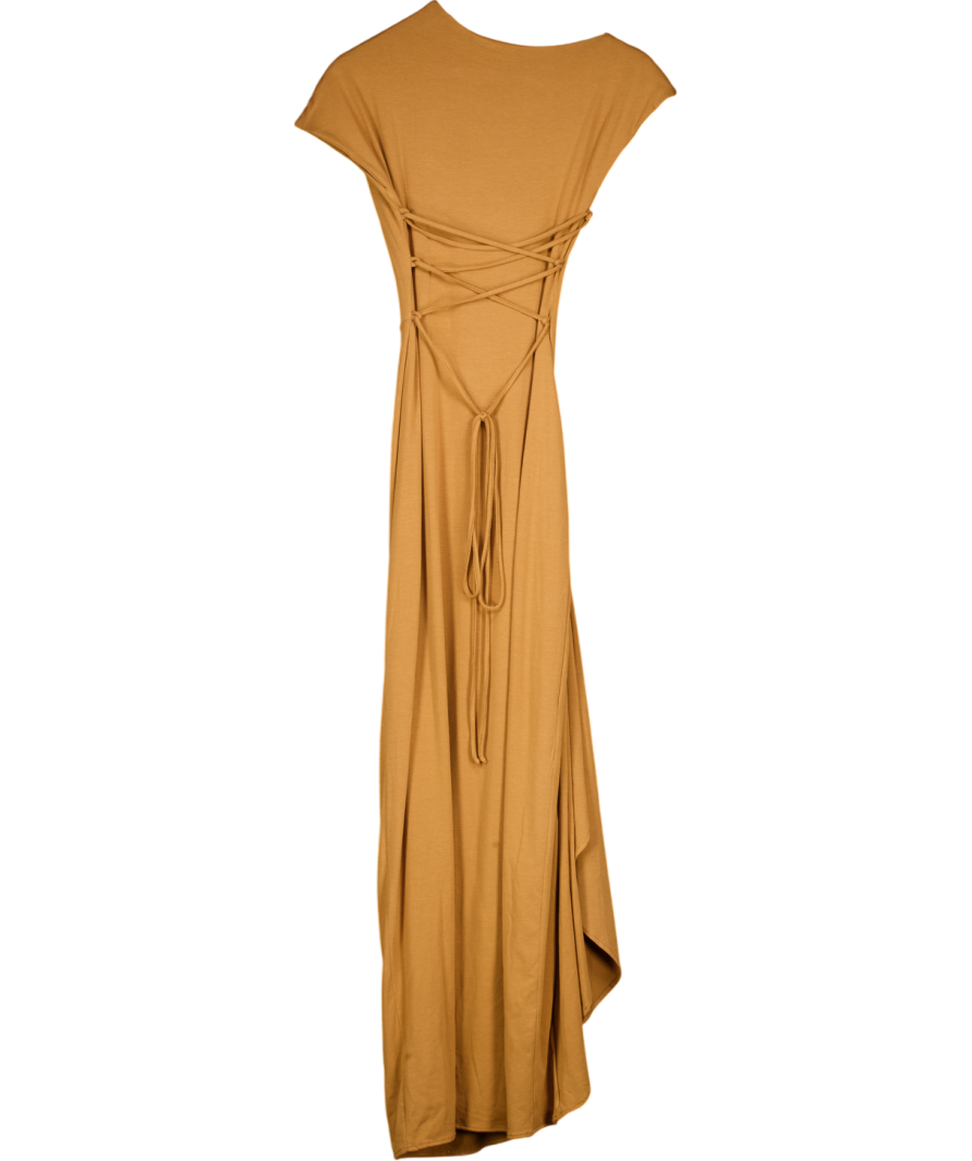 AYM Caramel Brown Venus Draped Maxi Dress UK S