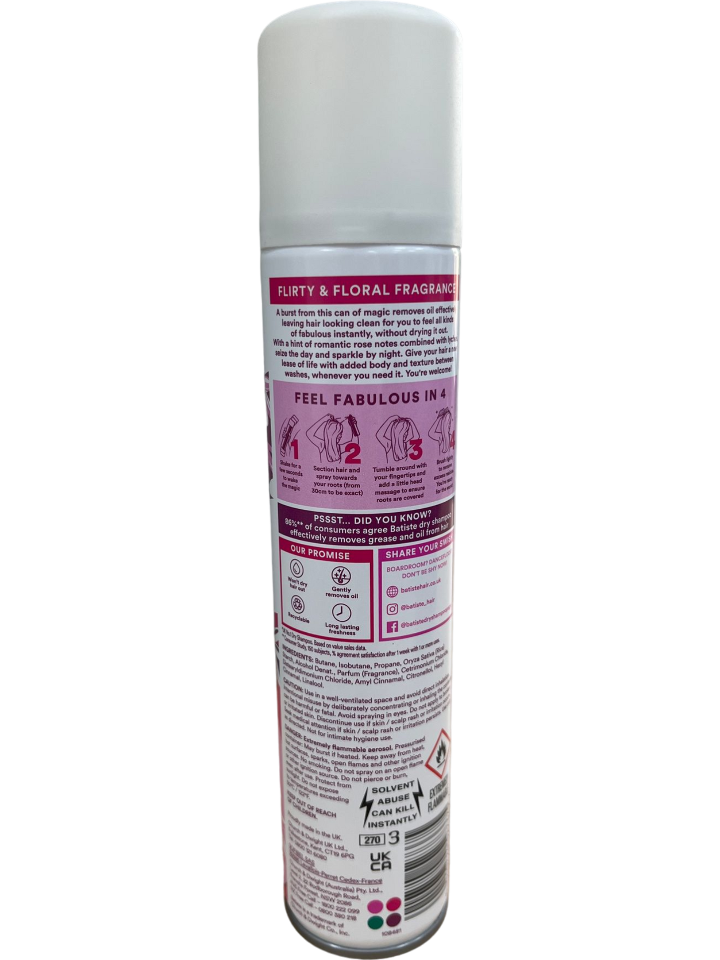 Batiste Dry Shampoo Blush Scent Floral Pink 200ml