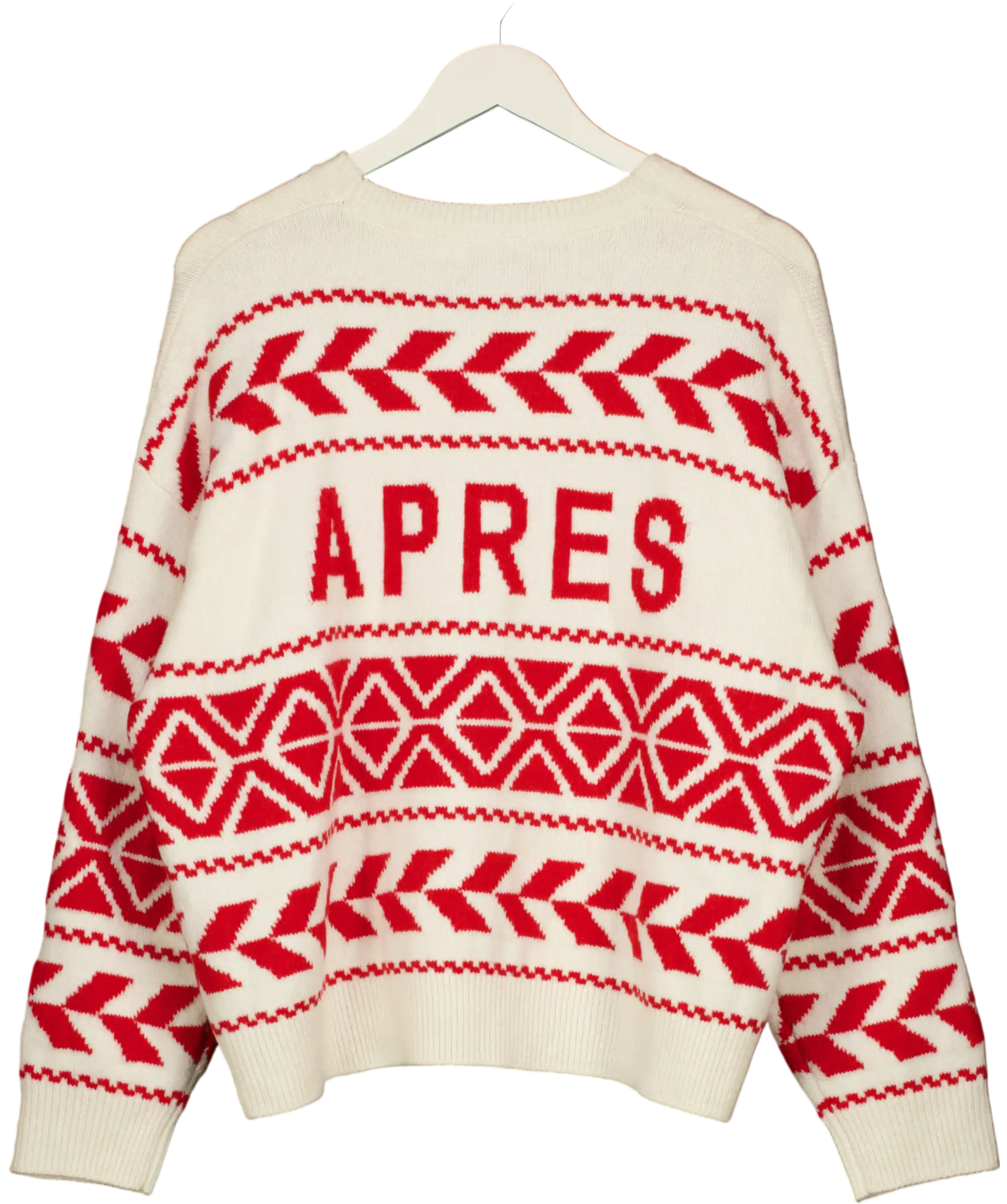 MINT VELVET Cream / Red Graphic "apres Ski" Fair Isle Jumper UK XL