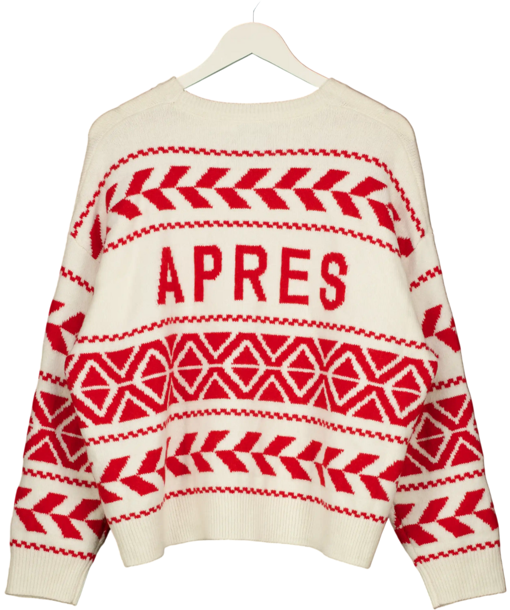 MINT VELVET Cream / Red Graphic "apres Ski" Fair Isle Jumper UK XL