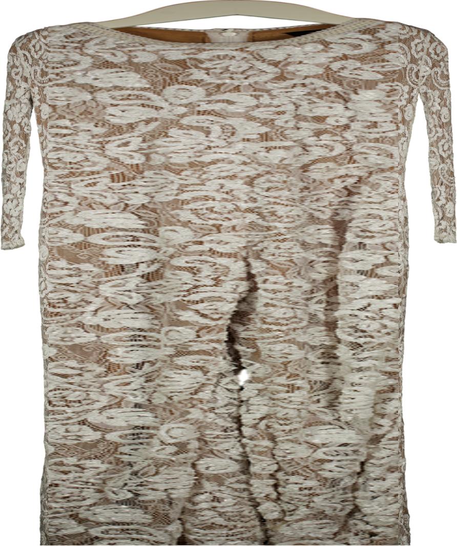 Nadine Merabi White I840 Bella Sequin Jumpsuit UK S/M