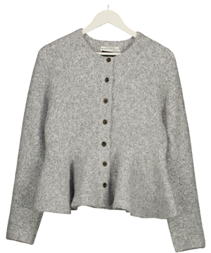 ANTHROPOLOGIE Grey Supersoft Hourglass Peplum Cardigan UK S