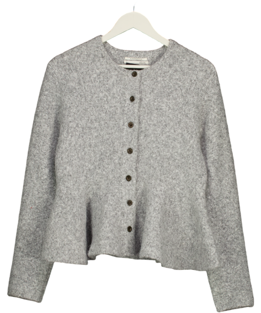 ANTHROPOLOGIE Grey Supersoft Hourglass Peplum Cardigan UK S
