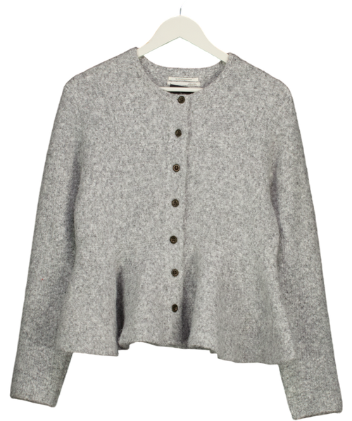 ANTHROPOLOGIE Grey Supersoft Hourglass Peplum Cardigan UK S