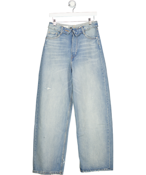 ZARA Blue Folded High Waist Jeans UK S