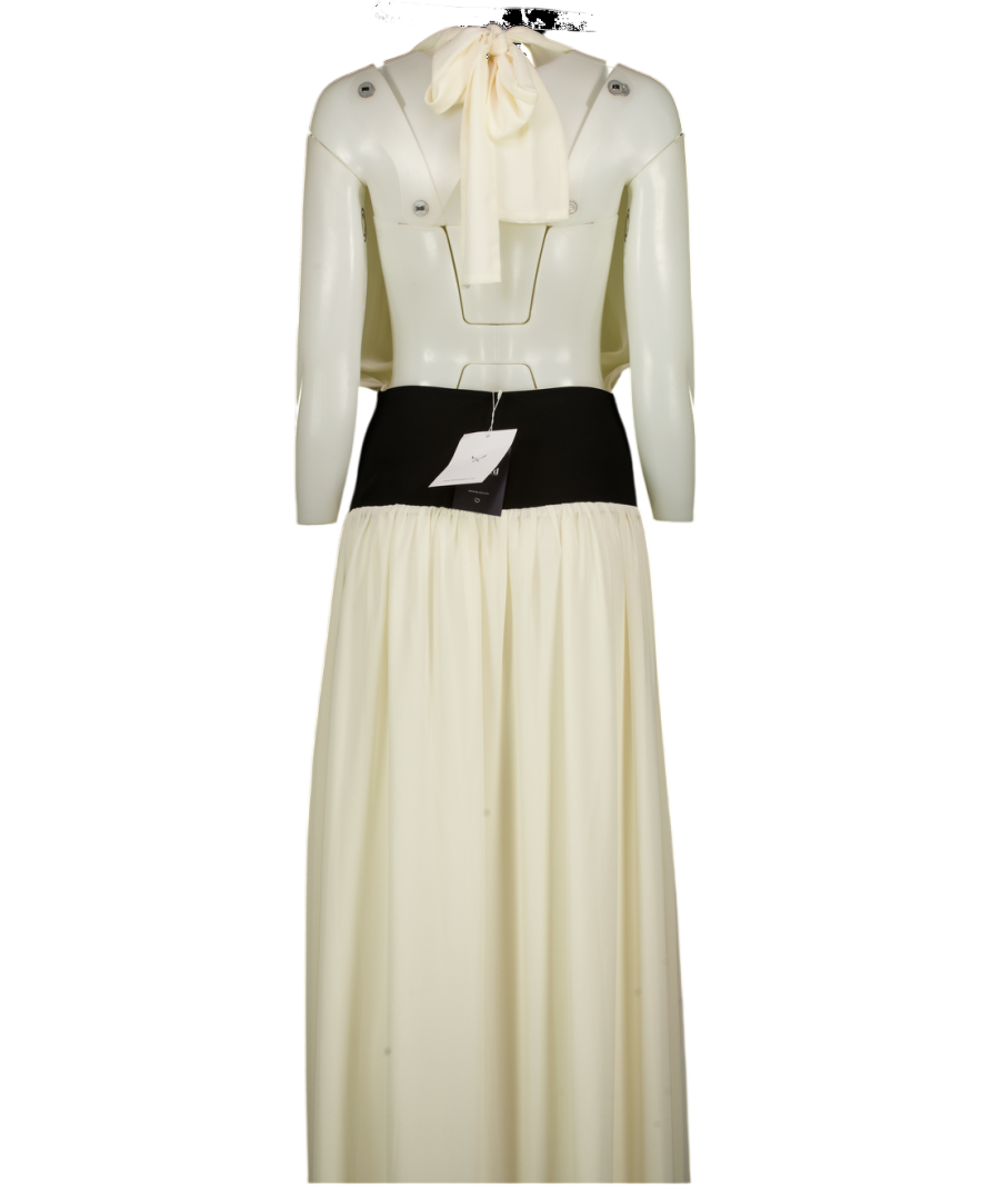 FENITY Cream / Black Ophelia Halter Maxi Dress UK XS