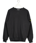 STONE ISLAND Black Logo Patch Crewneck Sweatshirt UK M
