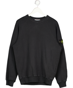 STONE ISLAND Black Logo Patch Crewneck Sweatshirt UK M