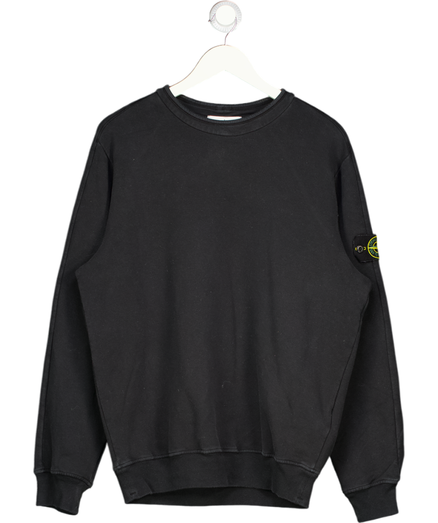 STONE ISLAND Black Logo Patch Crewneck Sweatshirt UK M