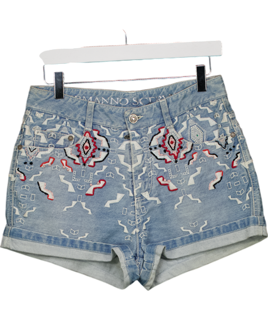 ERMANNO SCERVINO Blue Embroidered Denim Shorts It40 UK 8