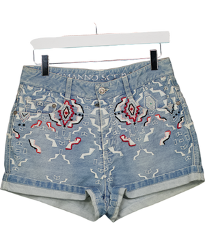ERMANNO SCERVINO Blue Embroidered Denim Shorts It40 UK 8