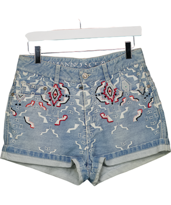 ERMANNO SCERVINO Blue Embroidered Denim Shorts It40 UK 8