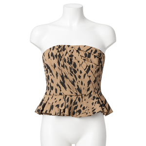 & Other Stories Beige And Brown Animal Print Corset  Top UK 12