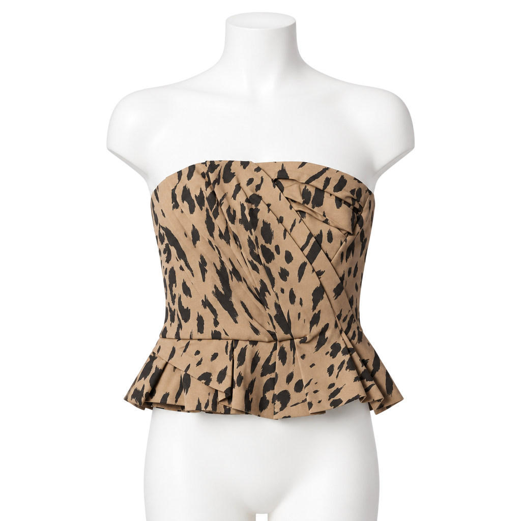 & Other Stories Beige And Brown Animal Print Corset  Top UK 12