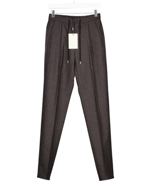 SUITSUPPLY Brown  / Black Houndstooth Pure Wool Ames Drawstring Trousers W26