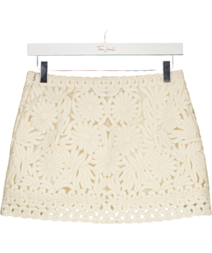 H&M Cream Floral Mini Skirt UK 6