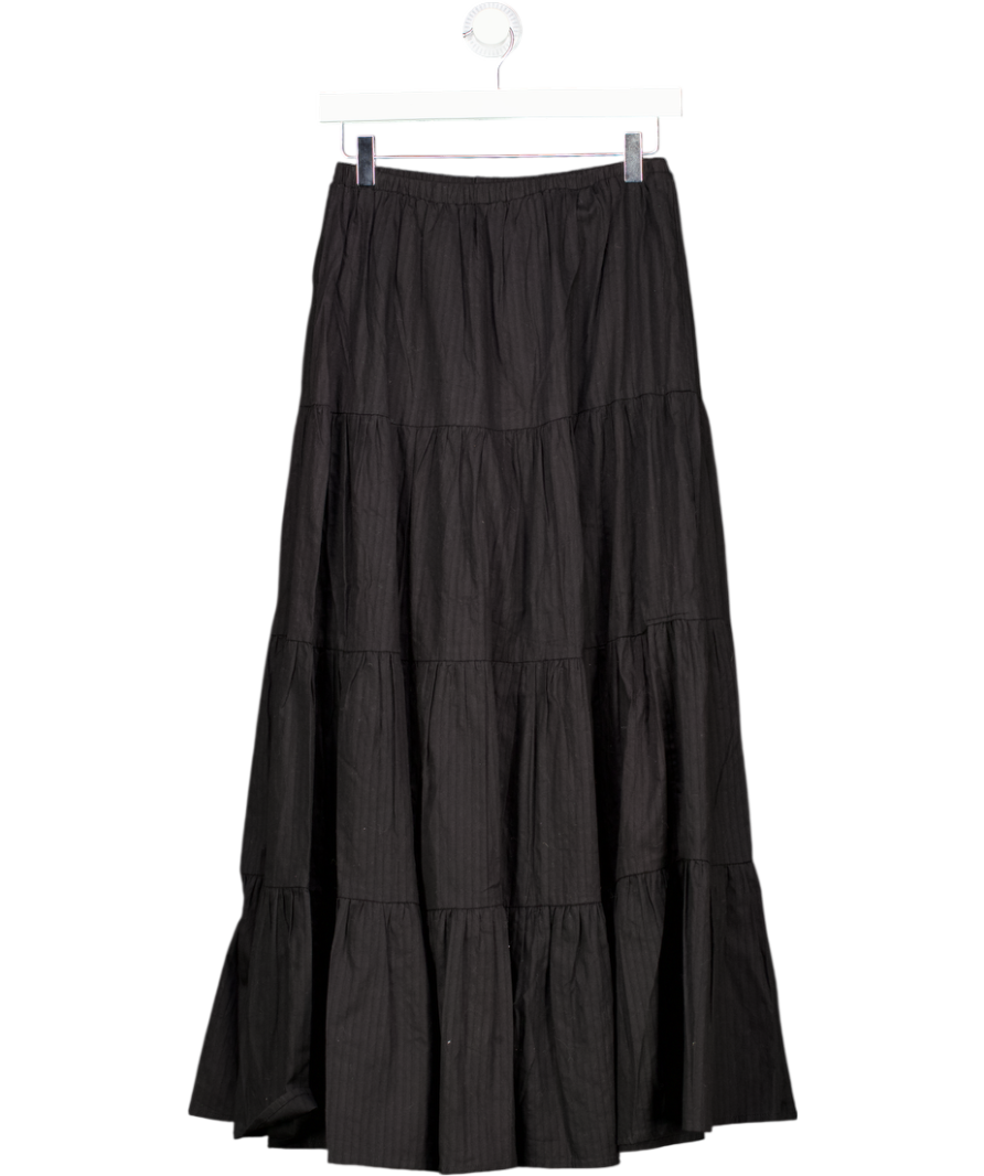 NA-KD Black Cotton A-line Maxi Skirt Eu32 UK XS