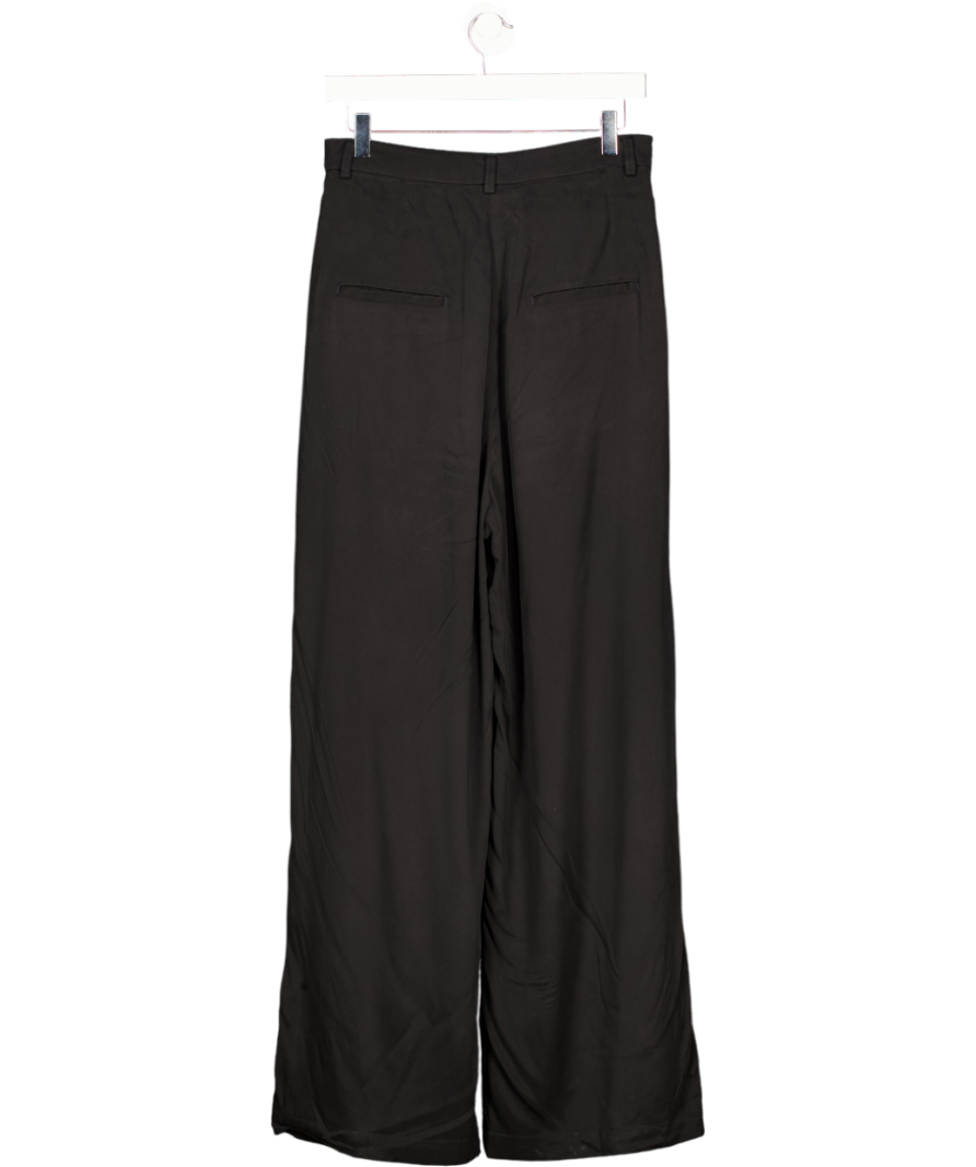 the seamless collection Black Cupro High Waisted Wide Leg Trousers UK 8