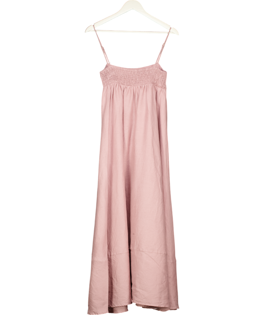 VRG GRL Behati Linen Camisole Maxi Dress In Dusty Pink UK 8