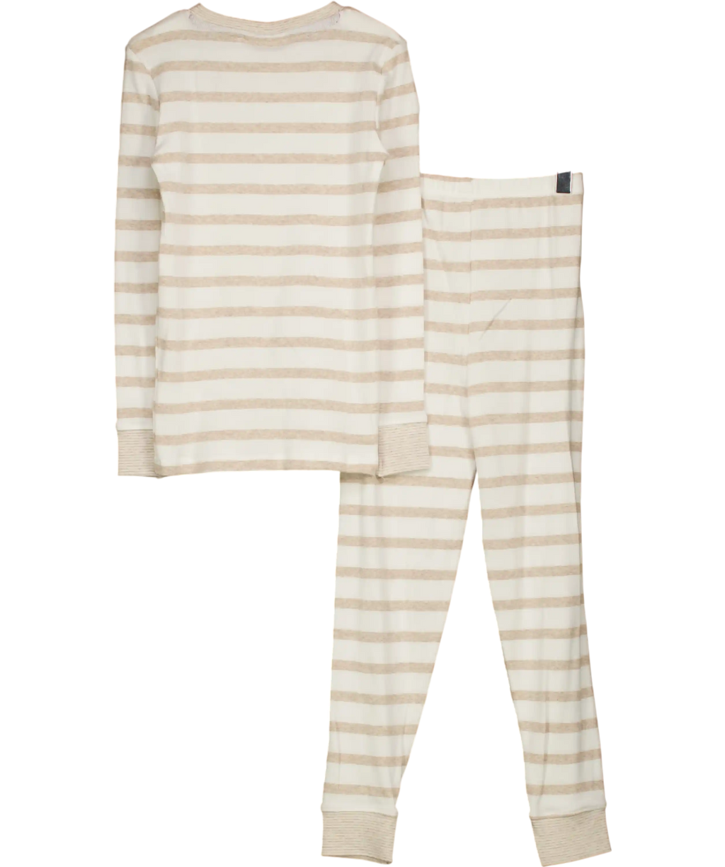 THE WHITE COMPANY KIDS Beige Jingles Reindeer Natural Stripe Pyjamas Age 4-5 Years 4 Years