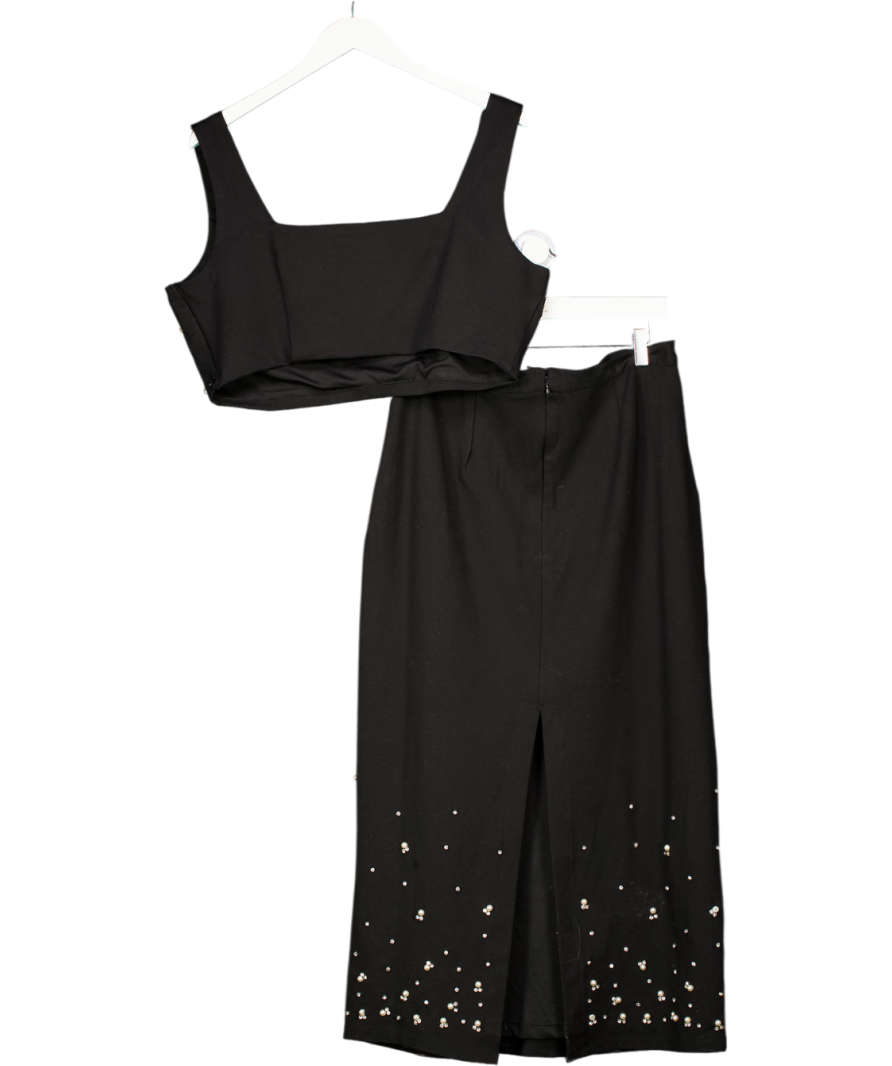 F&F Black Diamanté Embellished Square Neck Co-ord Cami And Skirt UK 18