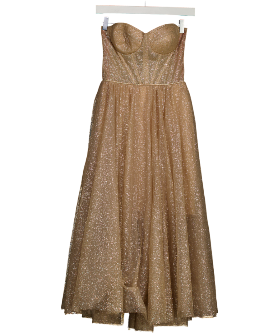 Milla London Metallic Gold Glitter Corset Back Dress UK XS