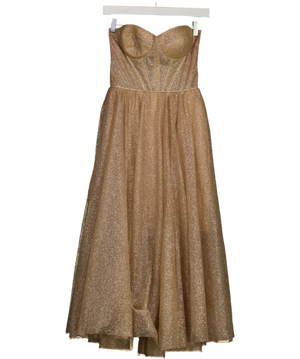 Milla London Metallic Gold Glitter Corset Back Dress UK XS