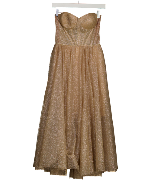 Milla London Metallic Gold Glitter Corset Back Dress UK XS