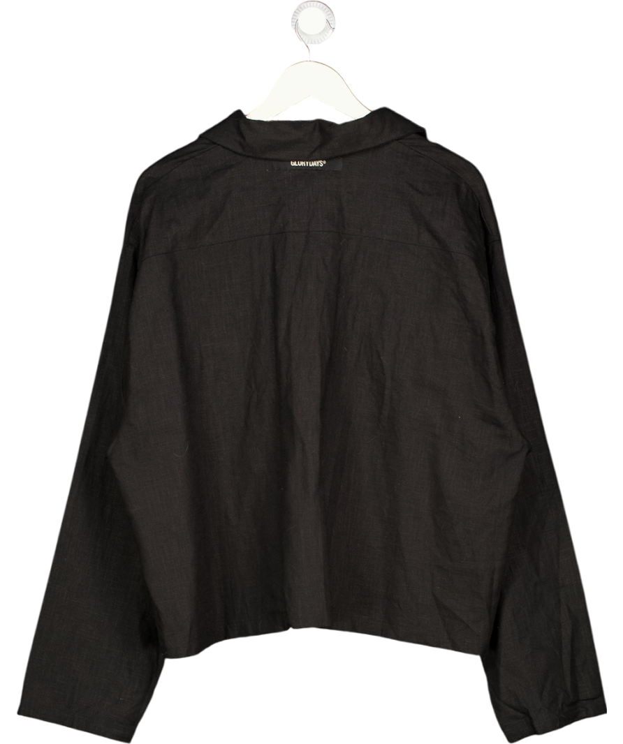 GLORYDAYS Black Single Button Crop Fit Layered Linen Shirt UK L