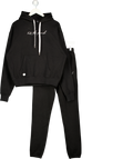 For The Peach Black Embroidered Hoodie And Cuffed Jogger Set UK S