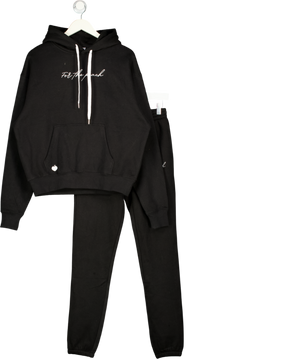 For The Peach Black Embroidered Hoodie And Cuffed Jogger Set UK S