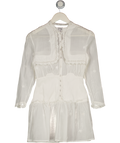 WITH JEAN White Embroidered Cotton Lace Trim Mini Dress UK XS