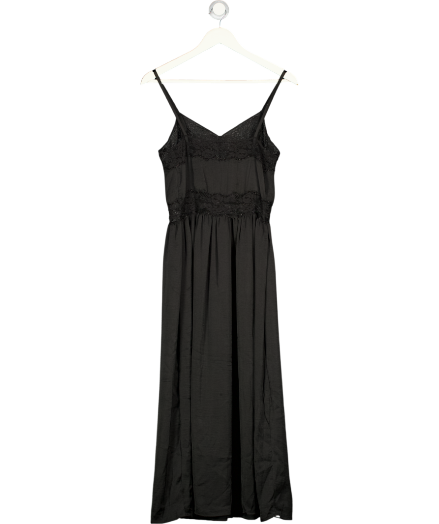 M&S Per Una Black Lace Trim Midi Dress UK 8