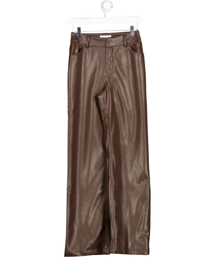 Princess Polly Brown Faux Leather Trousers UK 6