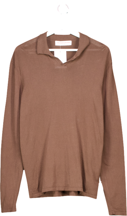 Orlebar Brown Brown Holman Cotton Polo Sweater UK M
