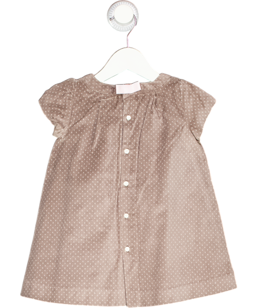 JACADI Brown Velvet Polka Dot Dress 12-18 Months