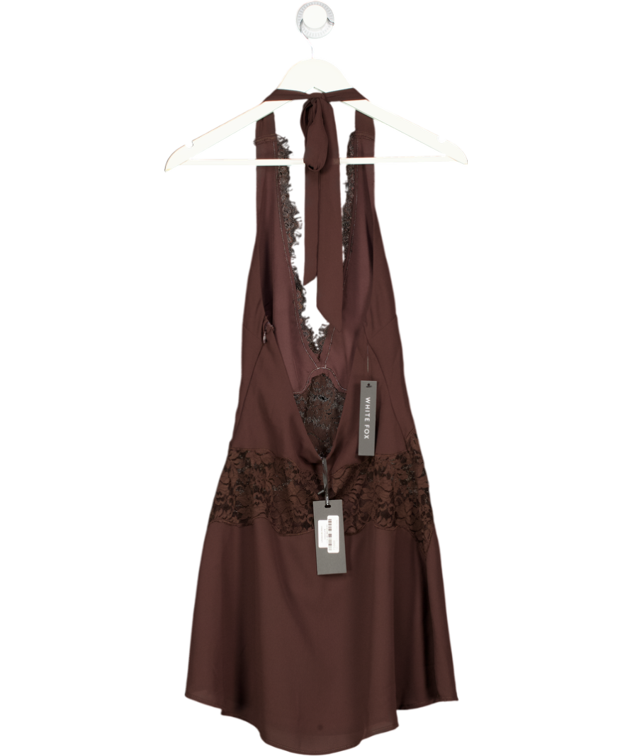 White Fox Cupids Bow Mini Dress Chocolate Brown UK S