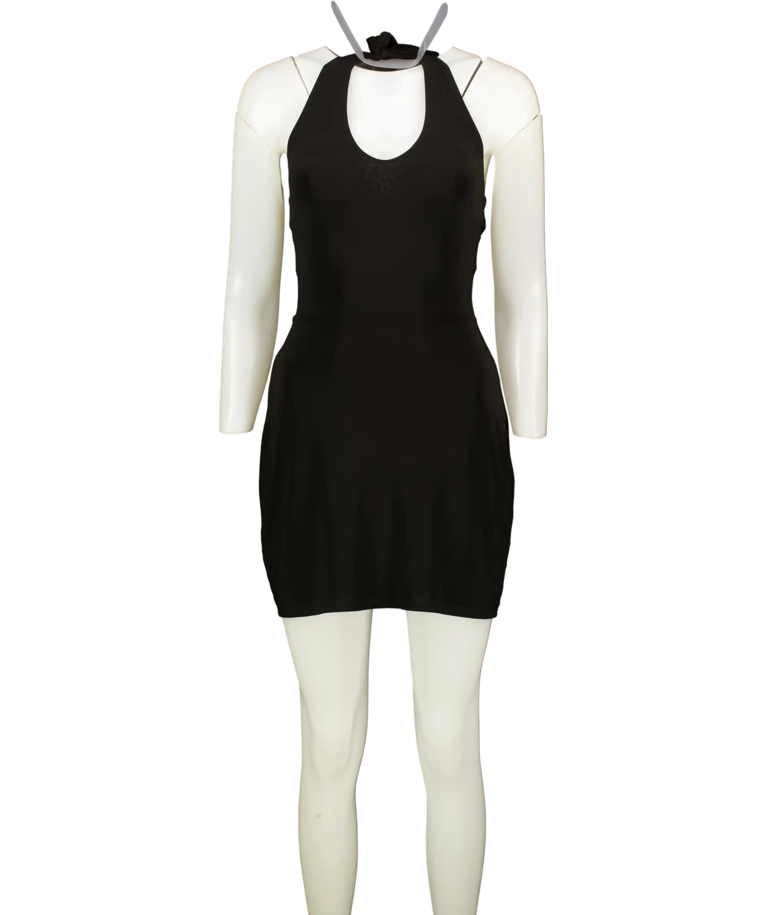 AYM STUDIO Black Hart Two-way Halter Mini Dress UK S