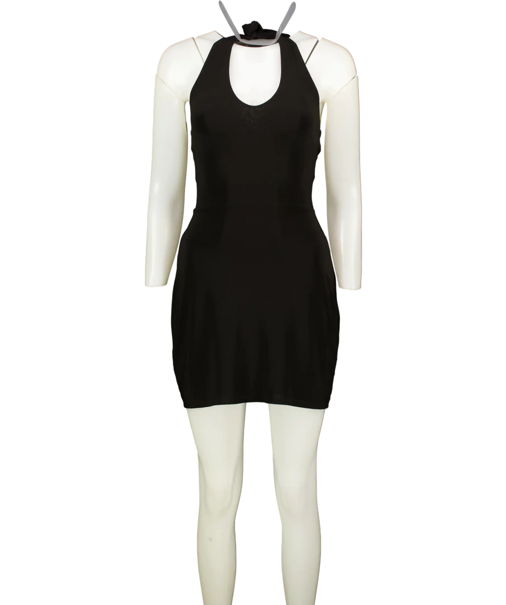 AYM STUDIO Black Hart Two-way Halter Mini Dress UK S