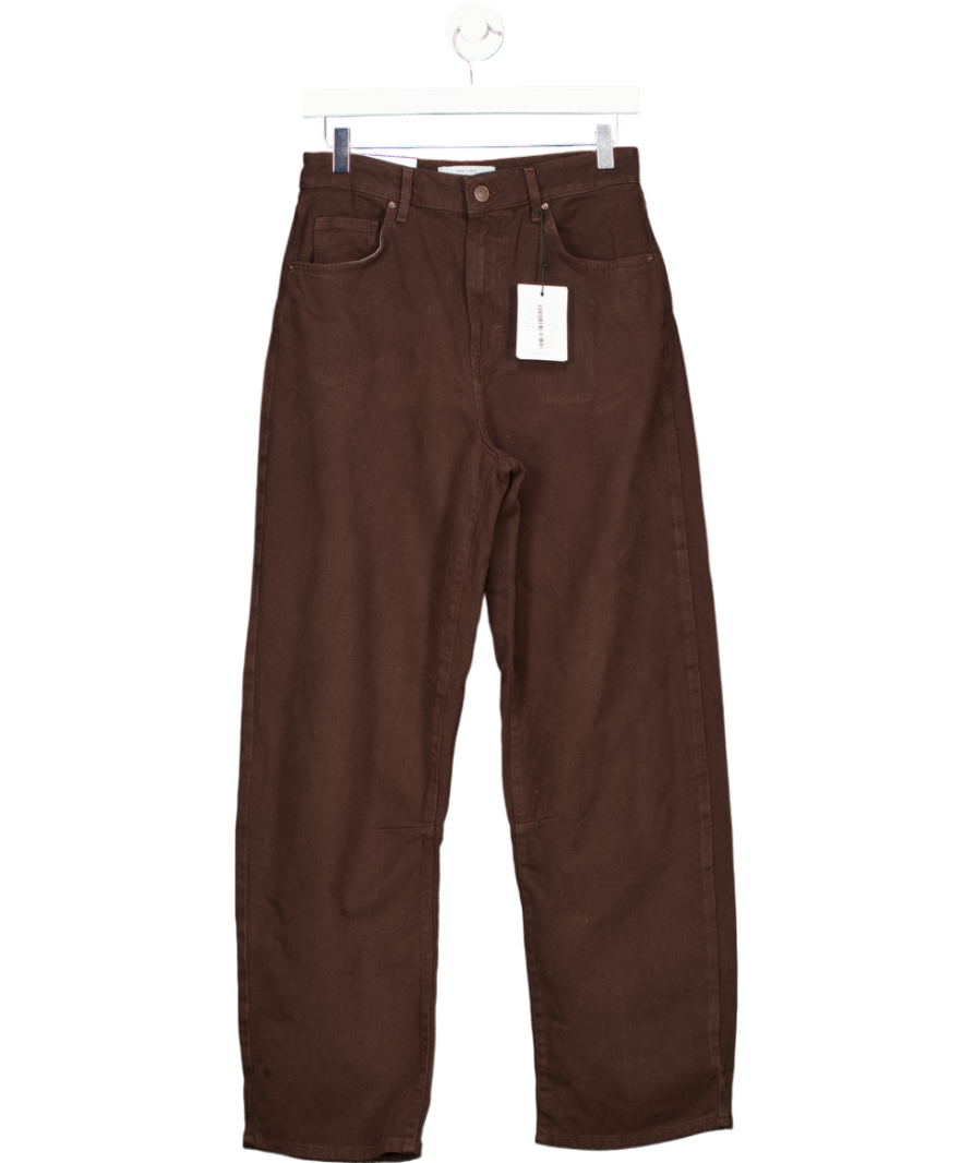 New Look Dark Brown Long Barrel Leg Jeans UK 8