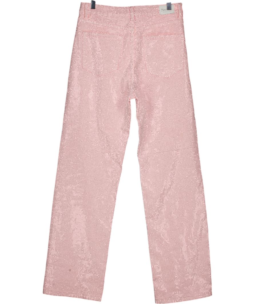 SEESEE PARIS Ultimate Sparkle Pink Straight Leg Stretch Diamante Jeans UK 10