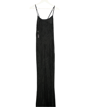 Black Sheer Lace Bodycon Maxi Dress UK S
