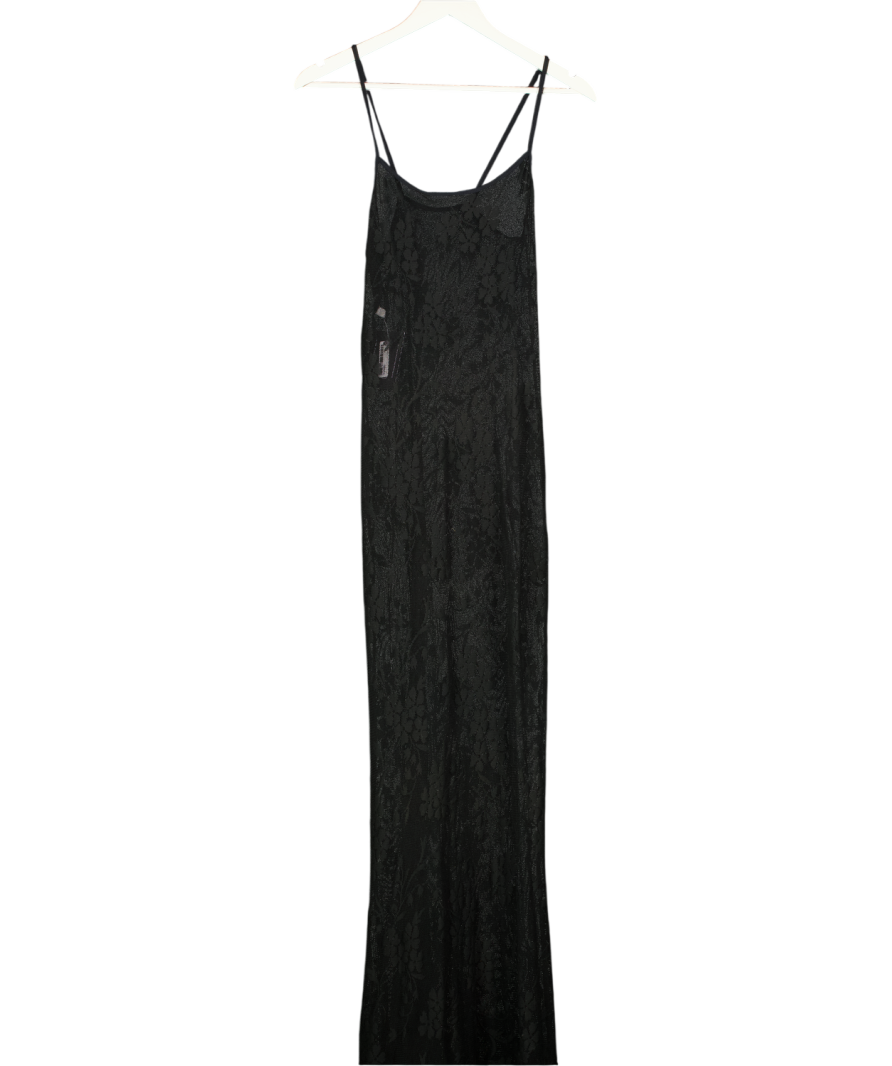 Black Sheer Lace Bodycon Maxi Dress UK S