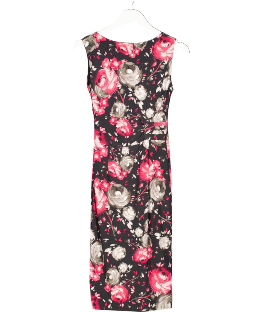 Phase Eight Black Floral V-neck Midi Dress UK 8