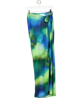 WHITE FOX Blue / Green Ombree Tie Side Sheer Skirt UK S